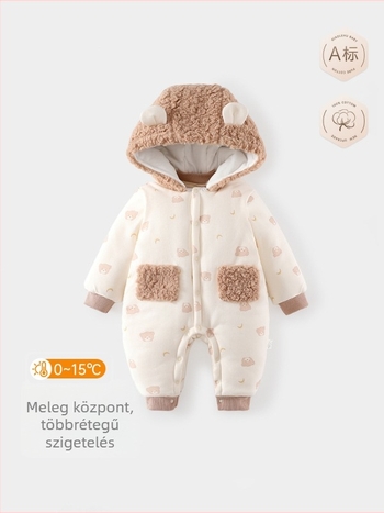 Baba tömött overál leválasztható kapucnival - 300 g, vastag téli pamut, uniszex, hosszú ujjú