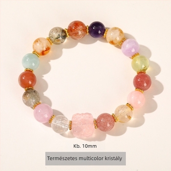 Kristály gyöngyökkel készült karkötő - Kézzel készített - Női divat - Kristálytípusok: Amethyst, Rose Quartz, White Crystal, Strawberry Quartz, Super Seven