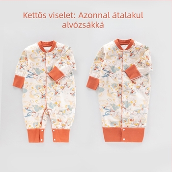 Pamut romper hosszú ujjú, kínai stílus, elől záródó, 1–3 éveseknek