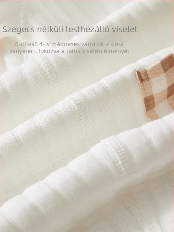 Csecsemő pamut overall őszi-téli, 100% pamut, hosszú ujjú, egysoros gombos zárás, uniszex, újszülött