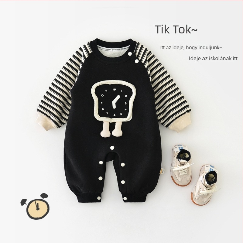 Újszülött téli overall, hosszú ujjú, pamutból készült, fleece béléses