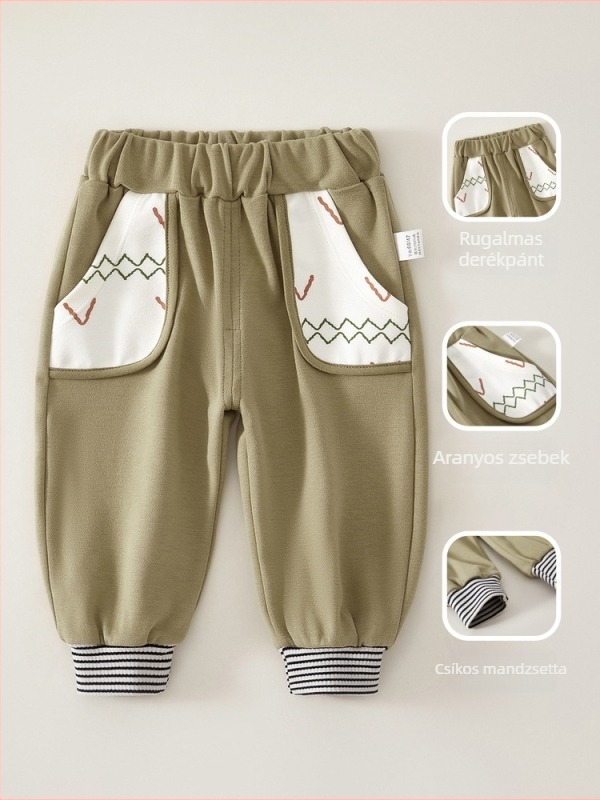 Gyerekeknek 100% pamutból készült nadrág, rajzfilm minta, K-stílus, 1–3 éveseknek, őszi 2024