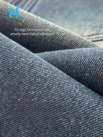 Gyerekeknek készült farmernadrág fleece-lal bélelt, koreai stílus, középmagas derekú, 52% pamut-keverék, téli