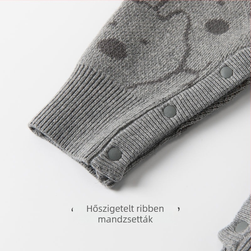 Uniszex gyerekeknek készült vast kötött pamut overál mesefigurás mintával, 100% pamut, hosszú ujjú, kerek nyakú
