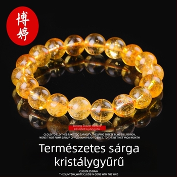 Citrin karkötő, természetes, uniszex, kézzel készített, rugalmas, kerek gyöngyök — Boting
