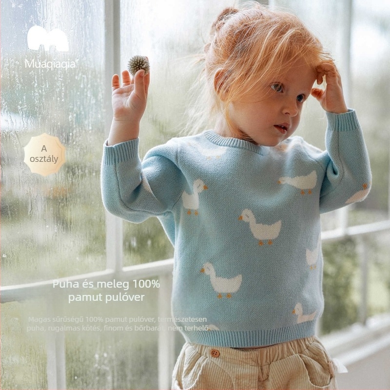 Gyermek pulóver, skandináv stílus, uniszex, 100% pamut, 1–3 éveseknek, ősz 2025
