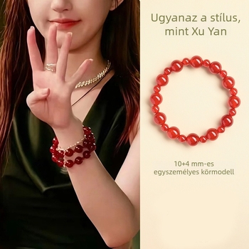 Természetes achát gyöngyökkel készült karkötő, kézzel készített, uniszex stílus, természet ihletésű, 28 gyöngy.