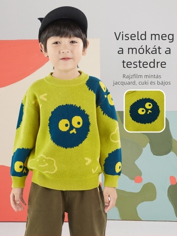 Gyerekeknek koreai stílusú pamut pulóver, 3–8 éveseknek, tavasz–ősz