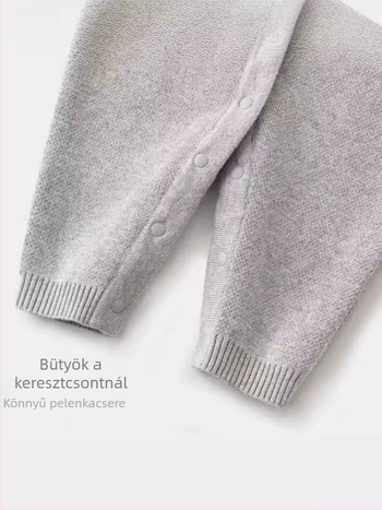 Gyerekeknek tervezett kötött pulóver, 95% pamut, hosszú ujjú, kerek nyakú, dupla patentos zárás
