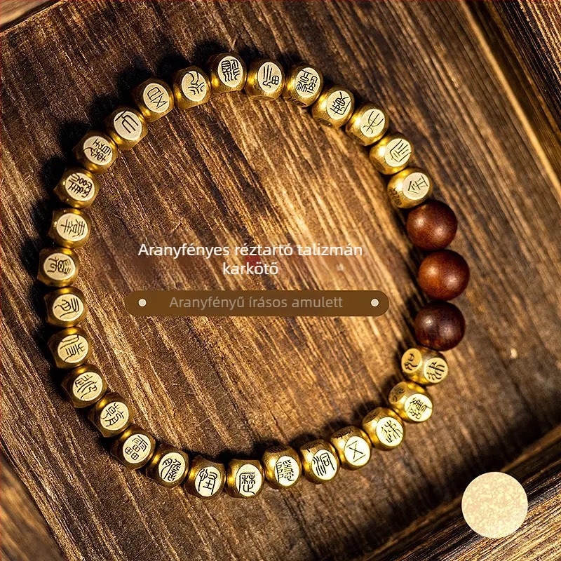 Réz karkötő, kézzel készített, geometriai dizájn, retro uniszex stílus