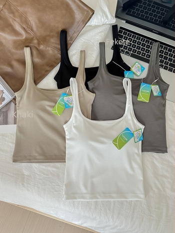 Tencel Modal anyagú négyszögletű nyakú cami beépített melltartó párnákkal, nőknek, felső réteges viselésre (belső vagy külső)