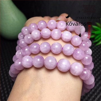Kunzite karkötő, természetes kristály, 7A minőség, gömbölyű gyöngyök, egyszálú karkötő, női ékszer