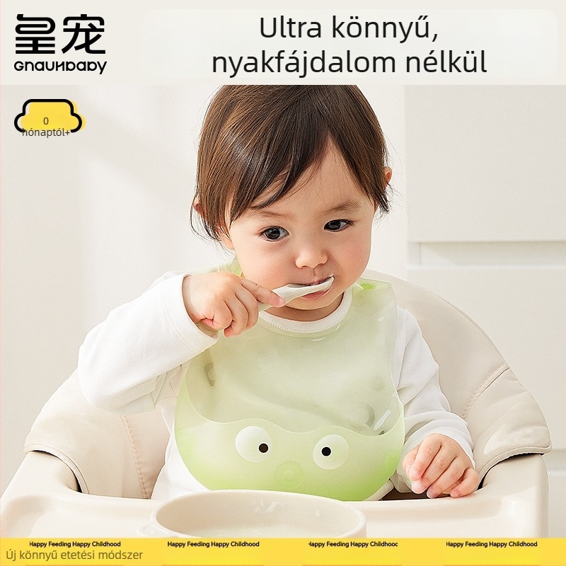 Szilikonból készült vízálló etetőbib, újrahasználható, 0–3 éveseknek, uniszex, szennyeződés elleni