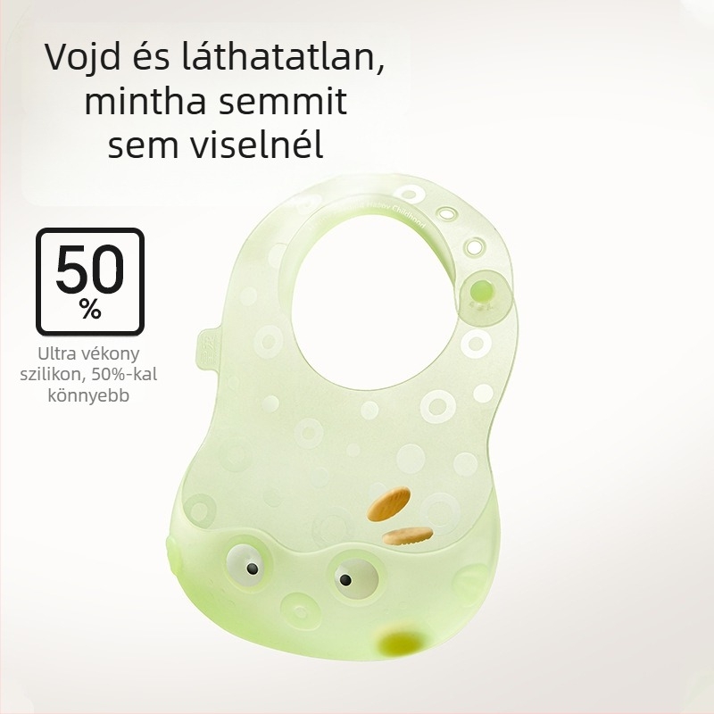 Szilikonból készült vízálló etetőbib, újrahasználható, 0–3 éveseknek, uniszex, szennyeződés elleni