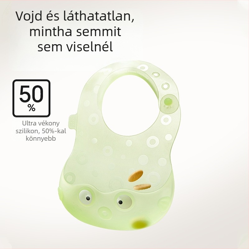 Szilikonból készült vízálló etetőbib, újrahasználható, 0–3 éveseknek, uniszex, szennyeződés elleni