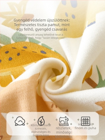Csecsemő nyálvédő, 100% pamut (>95%), típus A, háromszög alakú, mintás animációval, nedvszívó, 0–3 éves korosztálynak