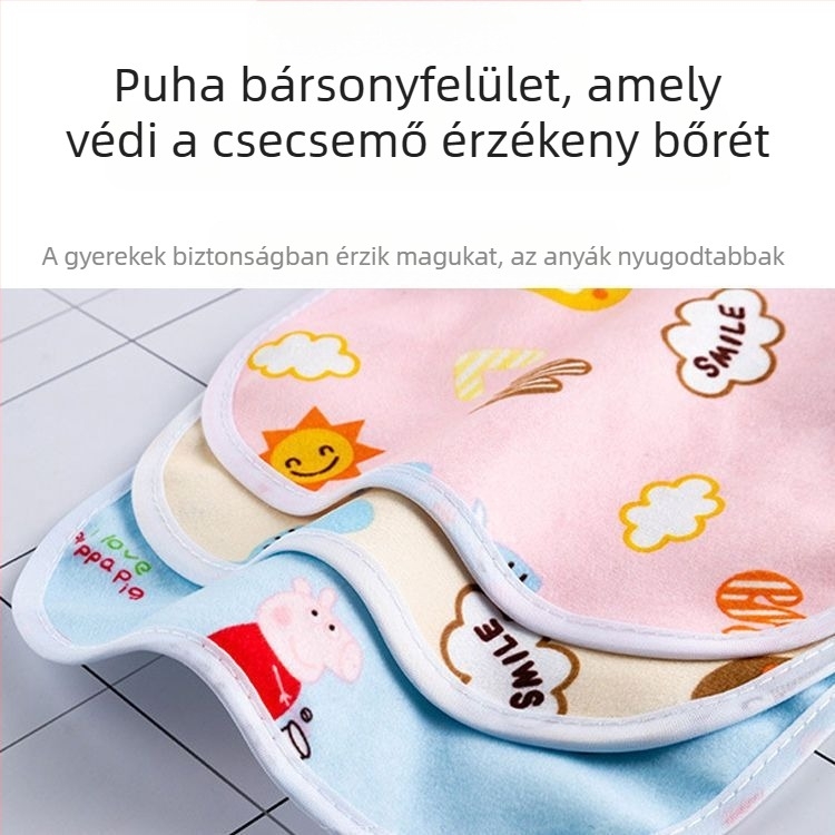 Pamutból készült vízálló bib babáknak, snap-zárású, U-formájú, etetésre