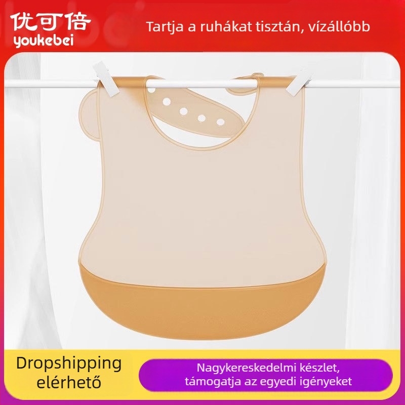 Szilikon etetőnyakkendő – élelmiszer-minőségű szilikon, vízálló és szennyeződés-álló, 0–3 éves babáknak – Ecoplus