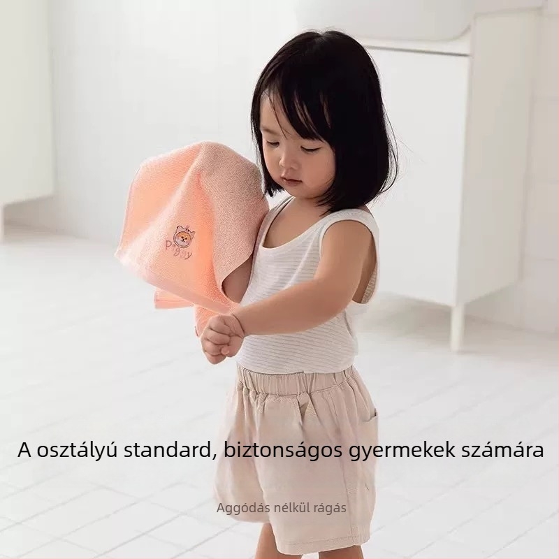 Gyerekeknek szóló pamut arc törölköző, könnyű, 32s szálak, jacquard/lapos szövés