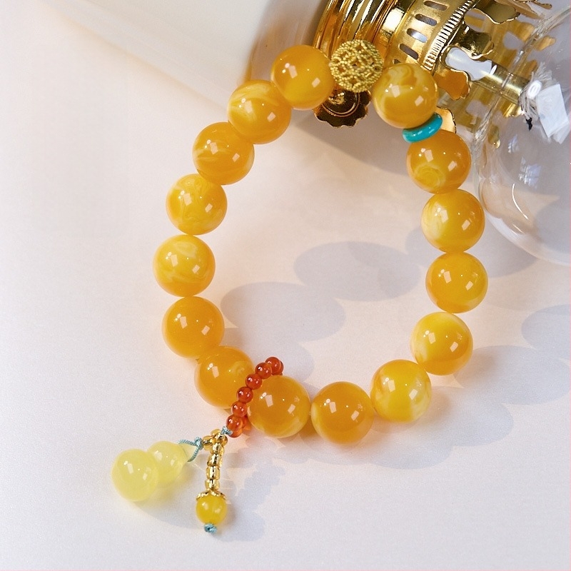 Uniszex karkötő méhviaszból — kézzel készített, vintage stílusú, geometriai gyöngyök, Feiyi kiegészítők