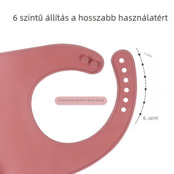Szilikon etetőkötény babáknak – anyaga: szilikon, vízálló és piszkálló, 1–3 éves korú babáknak.