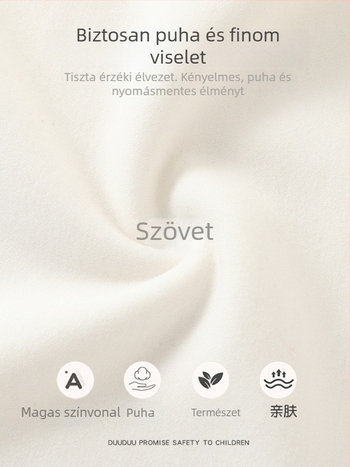 Gyerekek félmagas galléros meleg felső — Fő anyag: 43,5% regenált cellulózrost, 39,6% akril, 10,1% spandex, 6,8% juhgyapjú; Gallér: magas körkagyló; Ujj: hosszú; Szezonok: téli, tavaszi, ősz; Korosztály: 1–3 év