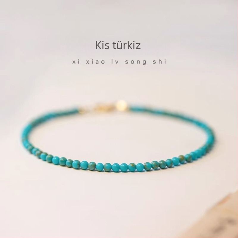 Uniszex türkiz karkötő, kézzel készített, Accompanying you