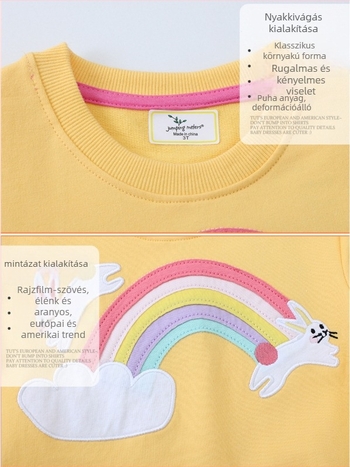 Gyerek pulóver - Európai és amerikai stílus, pamut kötött anyag (80% pamut), kerek nyakú, hosszú ujjú