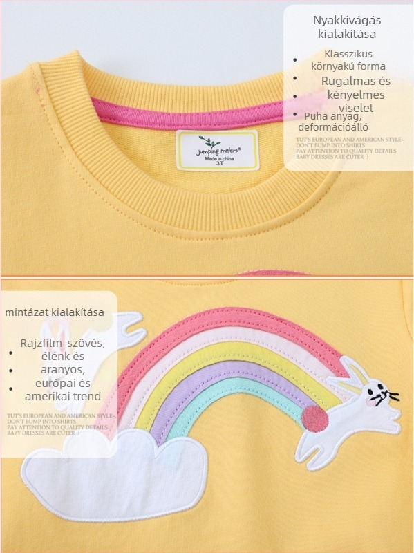 Gyerek pulóver - Európai és amerikai stílus, pamut kötött anyag (80% pamut), kerek nyakú, hosszú ujjú