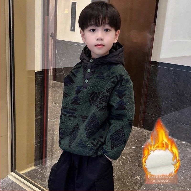 Gyerekeknek ujjatlan vastag fleece-bevonatú pulóver, tömör kötött anyag, 95% nyúl szőrmével, téli