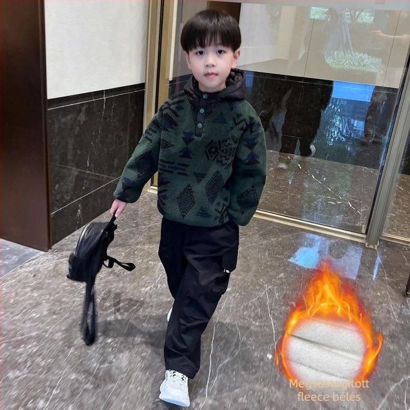 Gyerekeknek ujjatlan vastag fleece-bevonatú pulóver, tömör kötött anyag, 95% nyúl szőrmével, téli