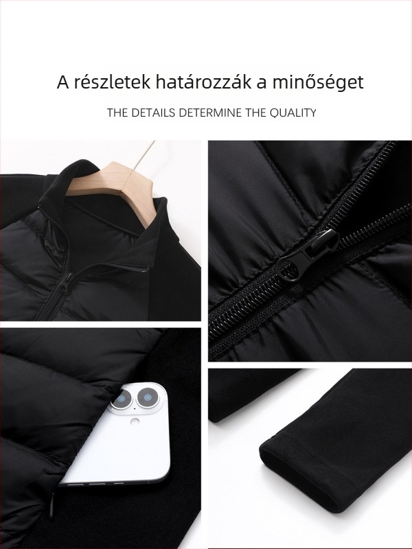 Női könnyű bordázott tollkabát, meleg, karcsúsított szabású, álló gallér, szélálló külső, belső réteggel
