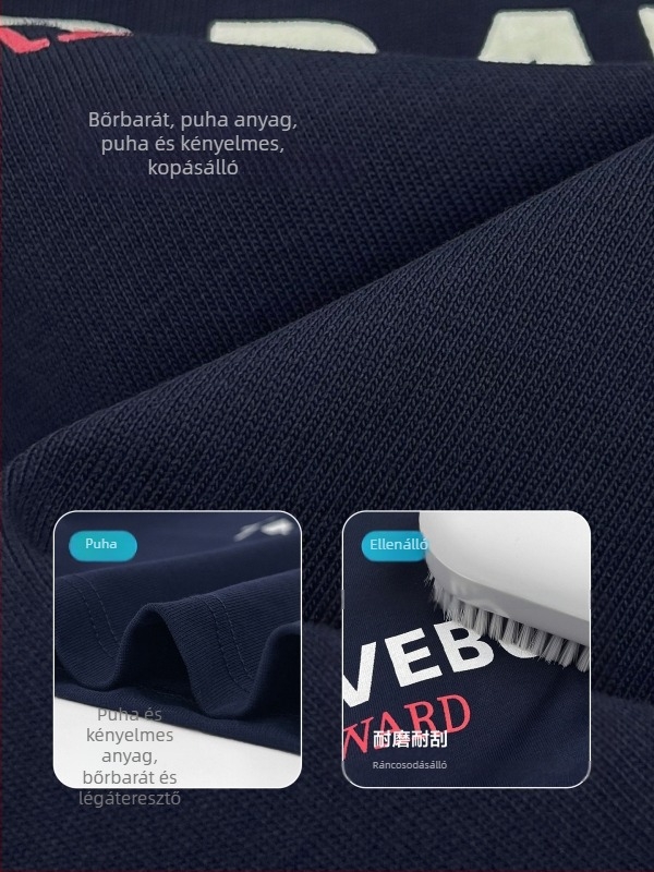 Fiúknak készült hosszú ujjú pamut póló, 100% pamut, kerek nyak, betűs mintázat