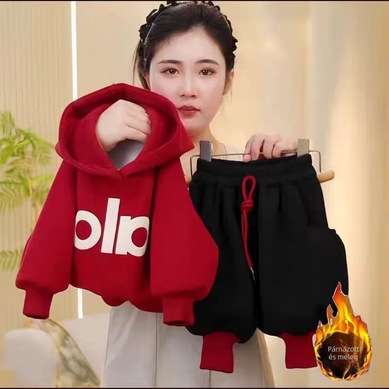 Fiúknak való fleece pulóver és farmer szett, két darabos, 3–8 éveseknek, hosszú ujjú, vastag fleece, őszi-téli szezon