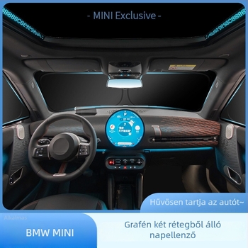 MINI Cooperhez készült napellenző a carAwait-tól – titán anyag, sík szerelés, logónyomtatás elérhető