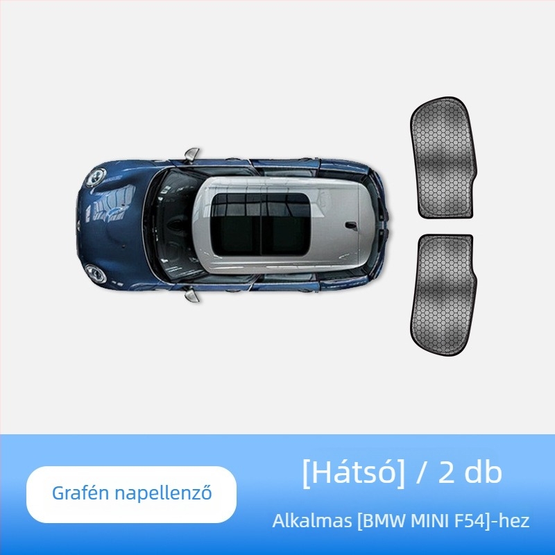 MINI Cooperhez készült napellenző a carAwait-tól – titán anyag, sík szerelés, logónyomtatás elérhető