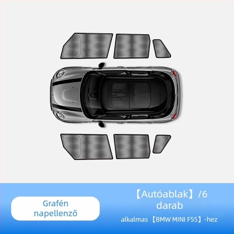 MINI Cooperhez készült napellenző a carAwait-tól – titán anyag, sík szerelés, logónyomtatás elérhető