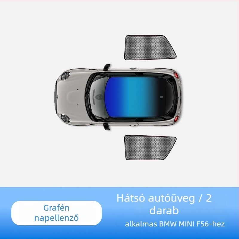 MINI Cooperhez készült napellenző a carAwait-tól – titán anyag, sík szerelés, logónyomtatás elérhető