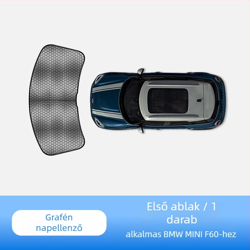 MINI Cooperhez készült napellenző a carAwait-tól – titán anyag, sík szerelés, logónyomtatás elérhető