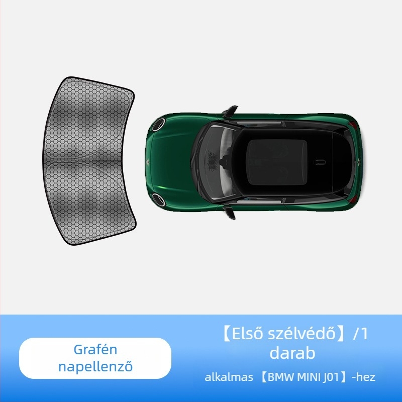 MINI Cooperhez készült napellenző a carAwait-tól – titán anyag, sík szerelés, logónyomtatás elérhető