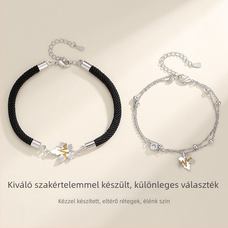 Karkötő – réz, pár-stílus, levél dizájn, Xin Qi