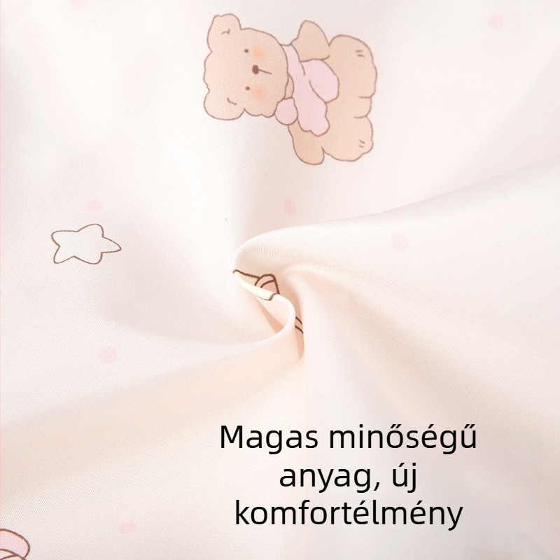 Lányos kabát kapucnival, cipzáras záródás, hosszú ujjú, poliészter anyag, karikatúra mintázat