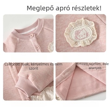 Kisgyerek lány kabát, koreai stílus, ősz, hosszú ujjú, egy soros záródás, öv nélkül, pamut