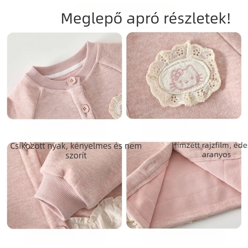 Kisgyerek lány kabát, koreai stílus, ősz, hosszú ujjú, egy soros záródás, öv nélkül, pamut