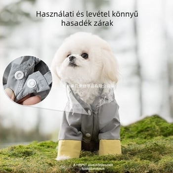 Kutyára való esőkabát – szélálló, fényvisszaverő, állítható, PVC anyag, PU vízálló réteg (tavasz-nyár)