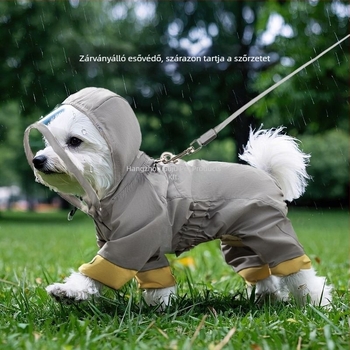 Kutyára való esőkabát – szélálló, fényvisszaverő, állítható, PVC anyag, PU vízálló réteg (tavasz-nyár)