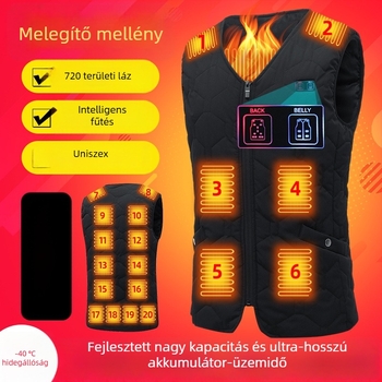 Férfi melegítő mellény V-nyakkal, cipzárral, kockás mintázattal, poliészter béléssel, karcsú szabás