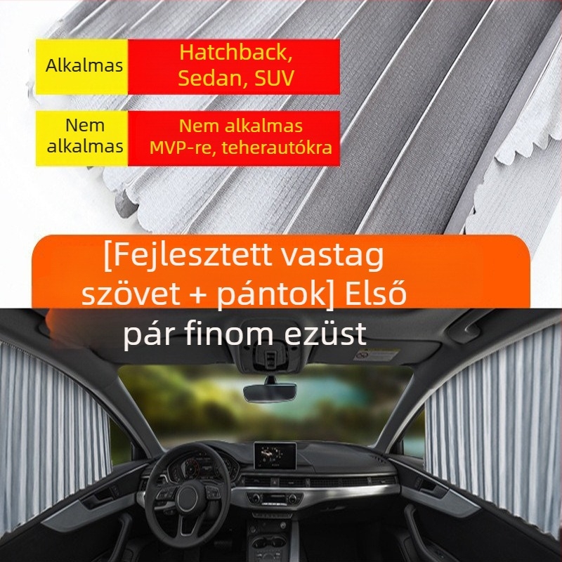 Nylon hálószövésű napvédő autóhoz mágneses rögzítés, univerzális az autóablakhoz, hő- és sugárzás elleni védelem