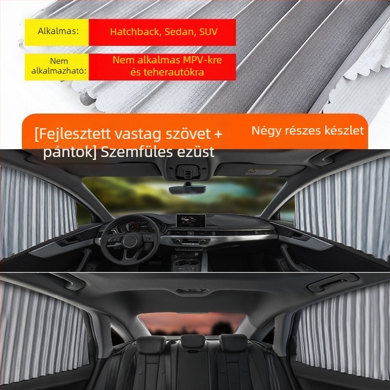 Nylon hálószövésű napvédő autóhoz mágneses rögzítés, univerzális az autóablakhoz, hő- és sugárzás elleni védelem