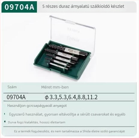 Sata/Soda 5 részes szétszerelési készlet törött csavarokhoz, durva és finom fogazású kivonók, króm-vanádium acél